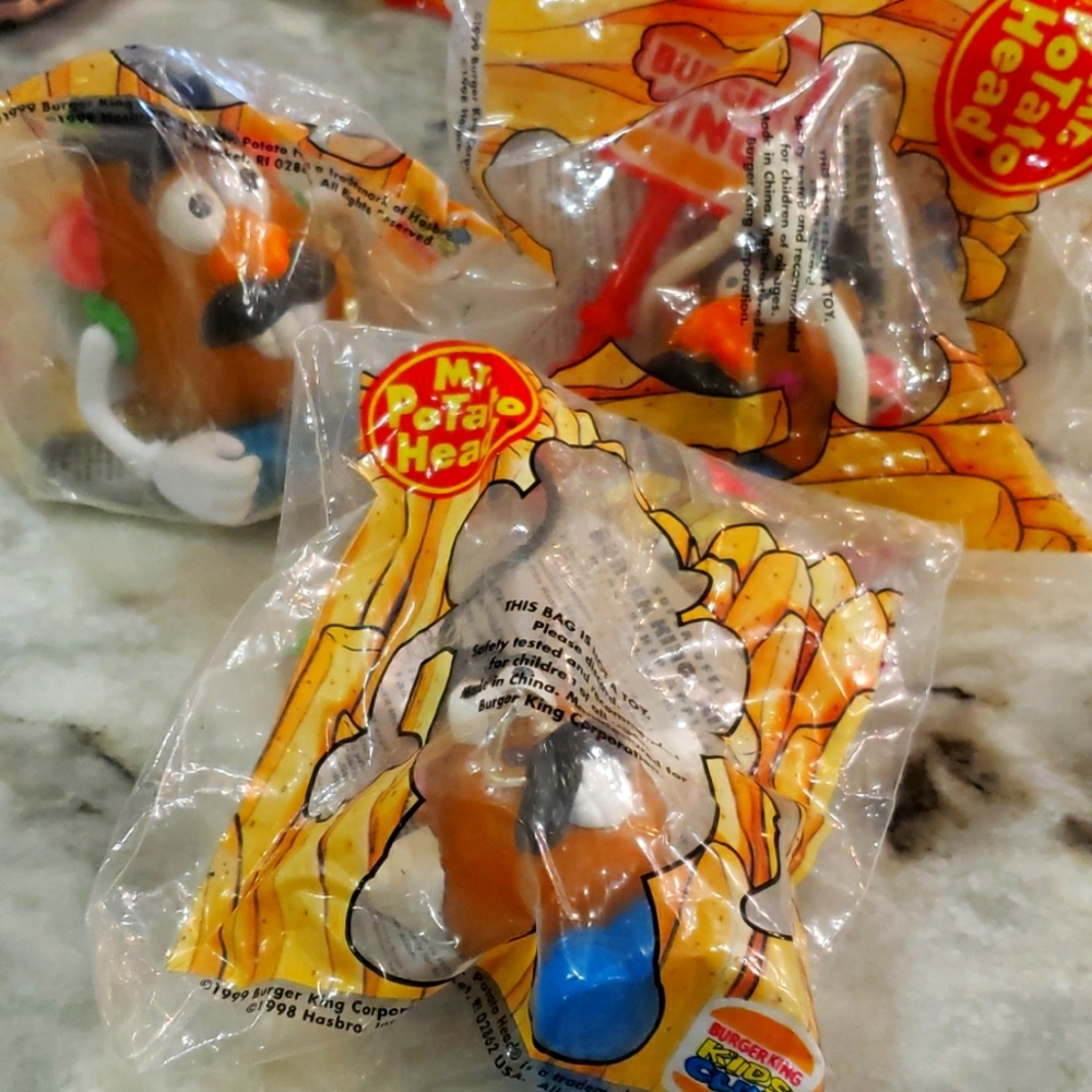 (3) 1999 Mr. Potato Head Burger King Kids Meal Toys UNOPENED